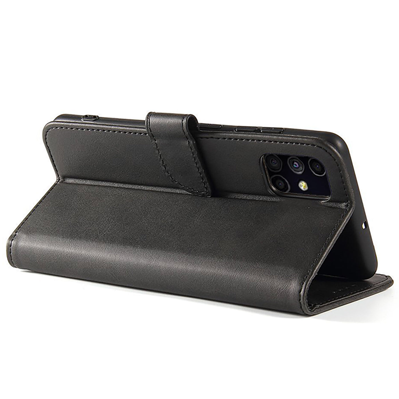 Eine Samsung Galaxy S22 Hülle aus Kunstleder mit Lasche kann selbst gestaltet werden. Es besteht die Möglichkeit, eine Kunstlederhülle mit einem individuellen Motiv auf der Vorderseite zu gestalten.