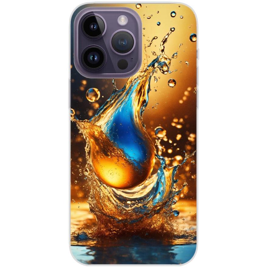 Handyhülle iPhone 14 Pro Max aus transparentem Silikon 17 Wassertropfen abstract - personalisierbar