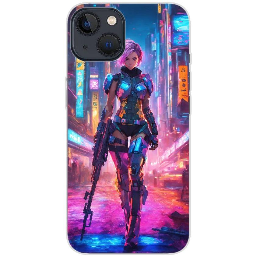 Handyhülle iPhone 13 aus transparentem Silikon mit Motiv 22 Frau animiert - personalisierbar