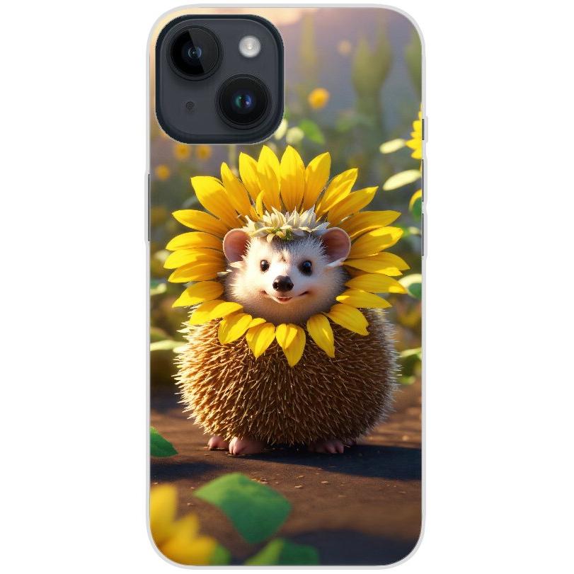 Handyhülle iPhone 14 aus transparentem Silikon mit Motiv 19  süßer Igel - personalisierbar