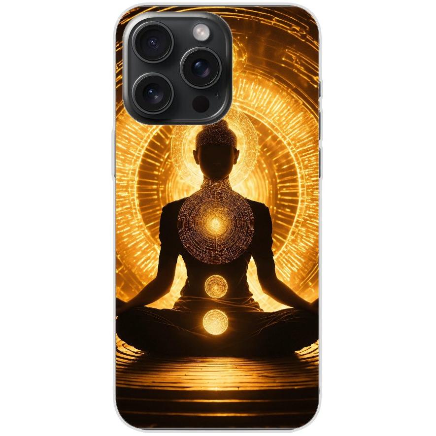 Handyhülle iPhone 15 Pro Max aus transparentem Silikon mit Motiv 32 Meditation - personalisierbar