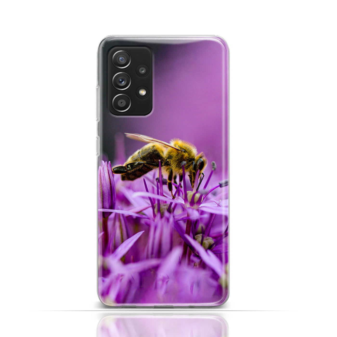 Silikonhülle Case Backcover mit Motiv 3007 Biene auf Lila Blüte