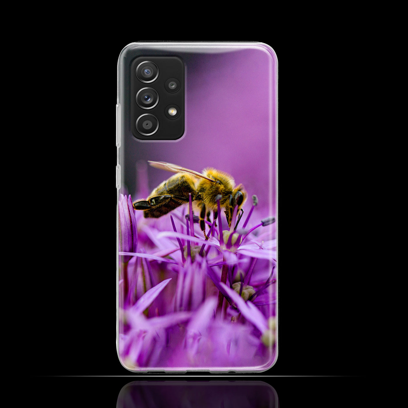 Silikonhülle Case Backcover mit Motiv 3007 Biene auf Lila Blüte