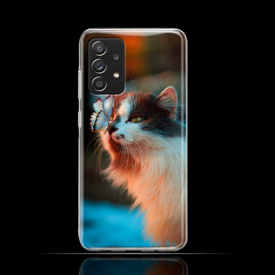 Silikonhülle Case Backcover mit Motiv 3032 Katze mit Schmetterling auf Nase