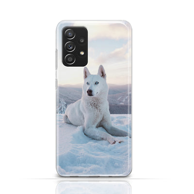 Silikonhülle Case Backcover mit Motiv 3033 weißer Wolf im Schnee