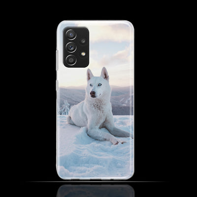 Silikonhülle Case Backcover mit Motiv 3033 weißer Wolf im Schnee