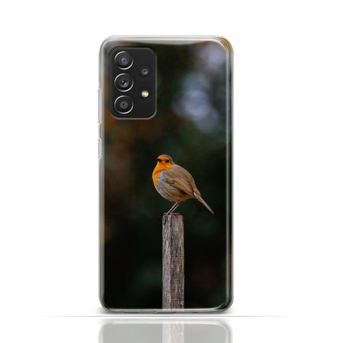 Silikonhülle Case Backcover mit Motiv 3044 Vogel orange Kehle auf Holz