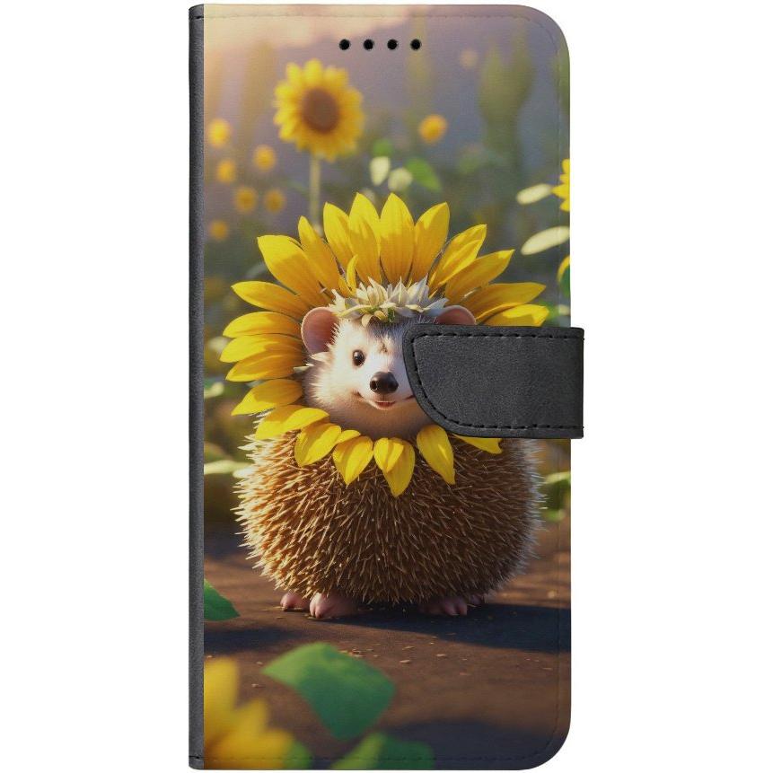 iPhone 15 Pro Max Handyhülle aus Kunstleder mit Lasche Motiv 19  süßer Igel - personalisierbar