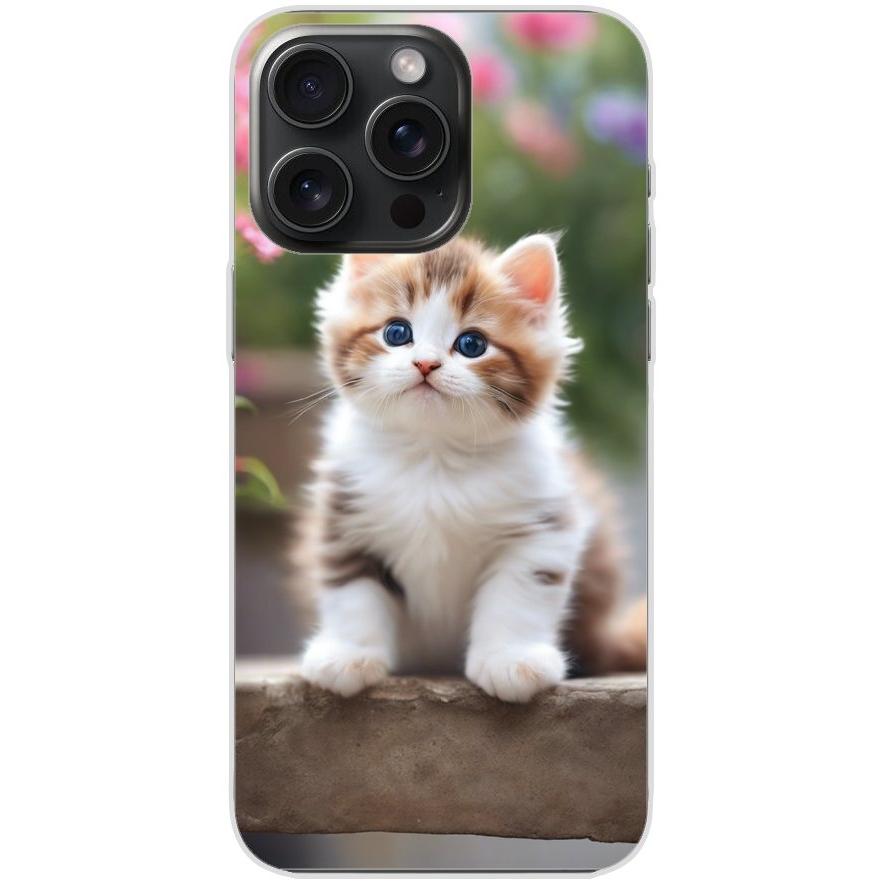 Handyhülle iPhone 15 Pro Max aus transparentem Silikon mit Motiv 10 süßes Kätzchen - personalisierbar