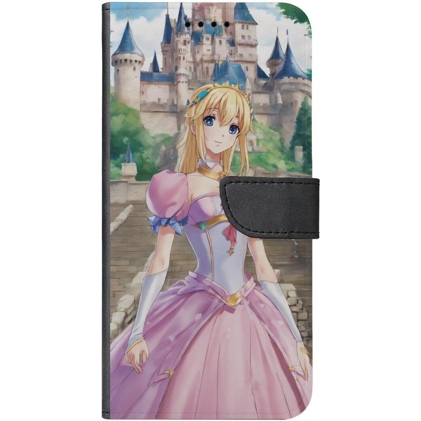 iPhone 15 Handyhülle aus Kunstleder mit Lasche Motiv 50 Anime Prinzessin - personalisierbar