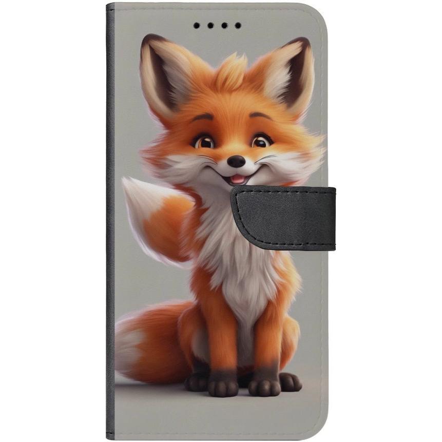 iPhone 13 Handyhülle aus Kunstleder mit Lasche Motiv 6 Fuchs animiert - personalisierbar