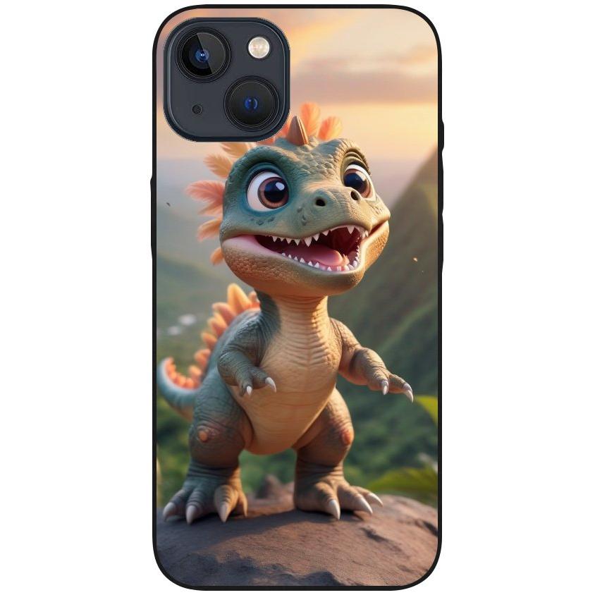 Hülle iPhone 13 - Silikonhülle schwarz mit Motiv 31 ´Baby Drache - personalisierbar