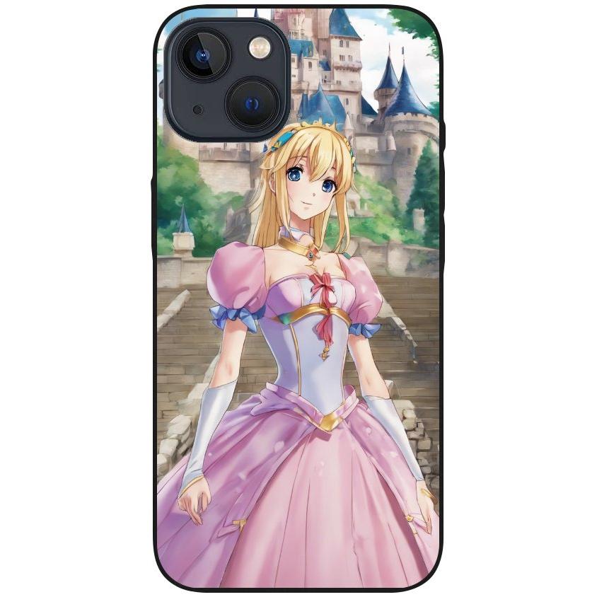 Hülle iPhone 13 - Silikonhülle schwarz mit Motiv 50 Anime Prinzessin - personalisierbar