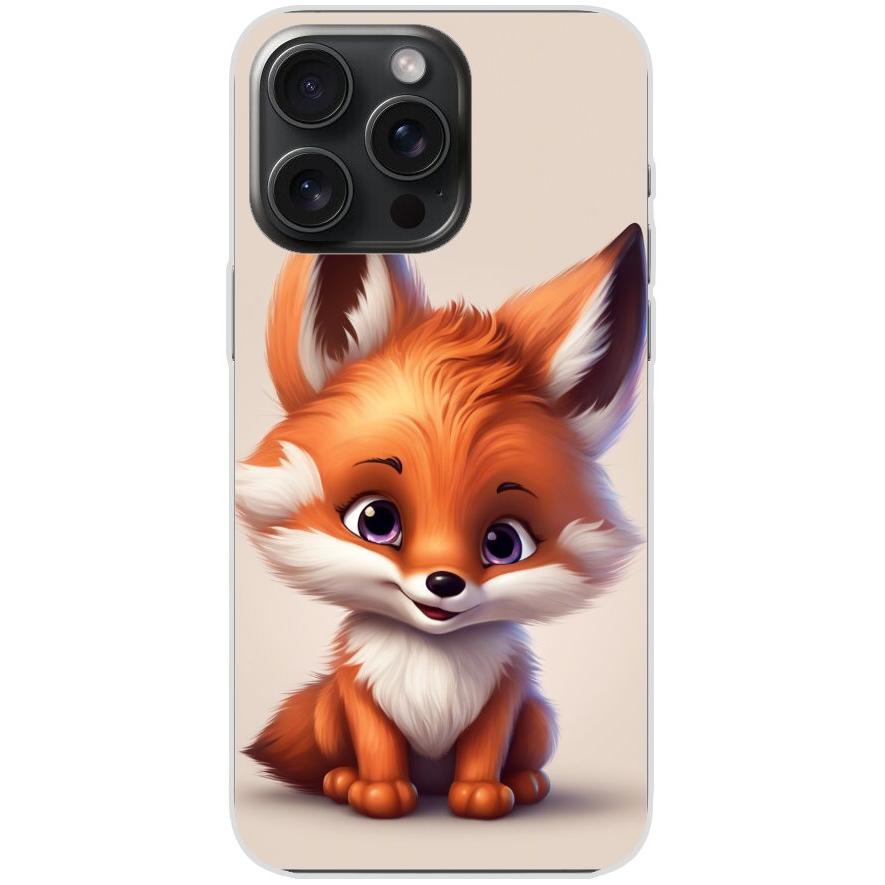 Handyhülle iPhone 15 Pro Max aus transparentem Silikon mit Motiv 11 Baby Fuchs animiert - personalisierbar