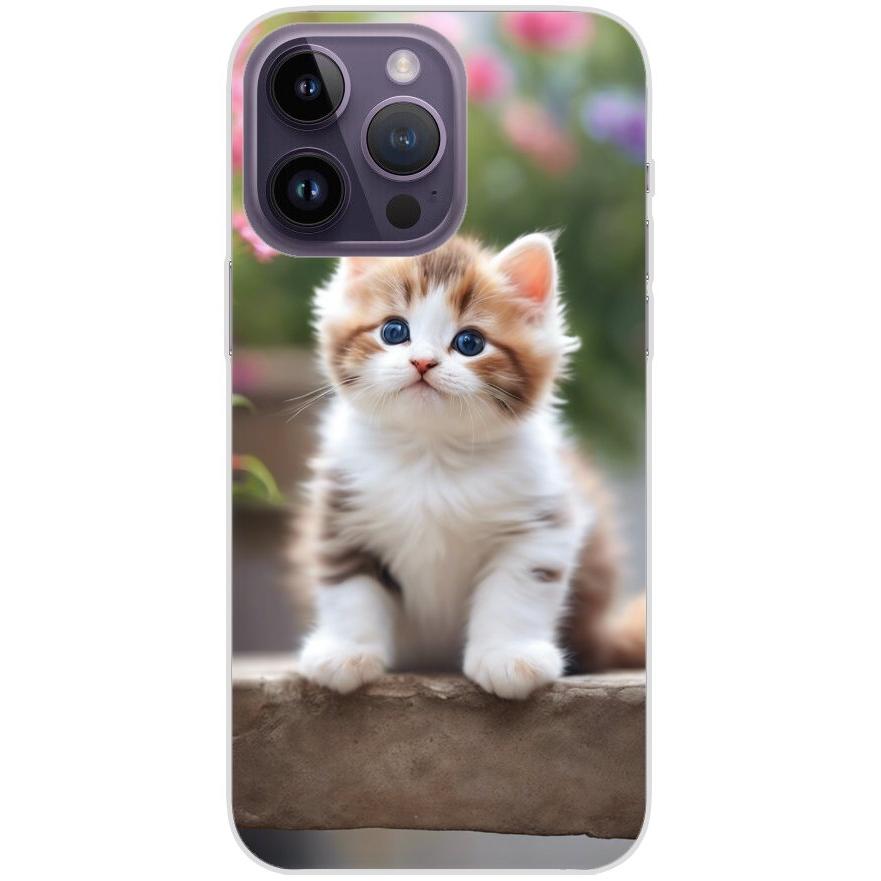 Handyhülle iPhone 14 Pro Max aus transparentem Silikon 10 süßes Kätzchen - personalisierbar