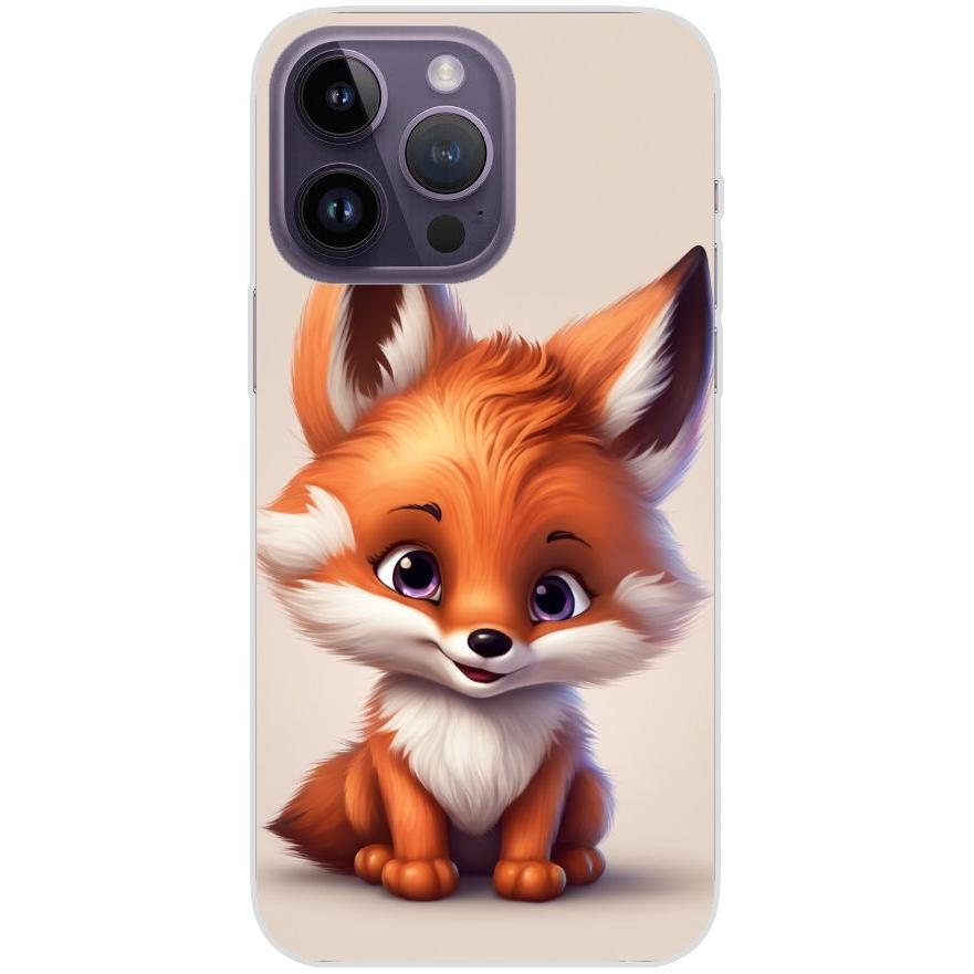 Handyhülle iPhone 14 Pro Max aus transparentem Silikon 11 Baby Fuchs animiert - personalisierbar