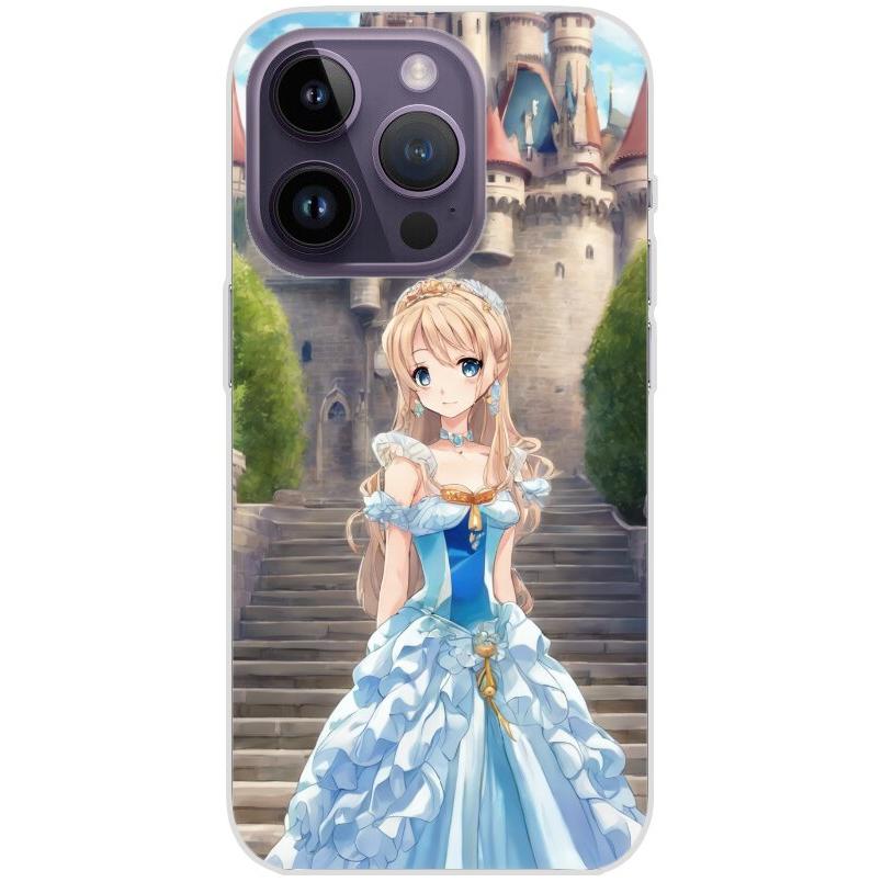 Handyhülle iPhone 14 Pro aus transparentem Silikon mit Motiv 9 Cartoon Prinzessin - personalisierbar