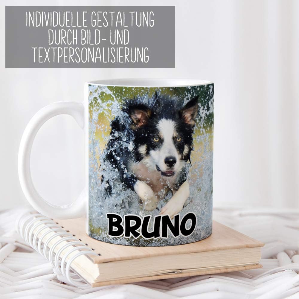 Tasse selbst individuell gestalten/Personalisierbar mit eigenem Foto bedrucken/Fototasse/Motivtasse/Werbetasse/Firmentasse mit Logo/Weiss - Glanz - XXL Druck