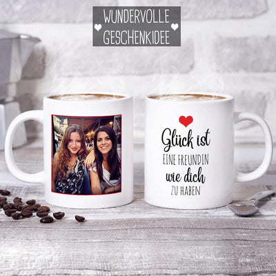 Tasse selbst individuell gestalten/Personalisierbar mit eigenem Foto Bedrucken/Fototasse/Motivtasse/Werbetasse/Firmentasse mit Logo/Weiss - Glanz