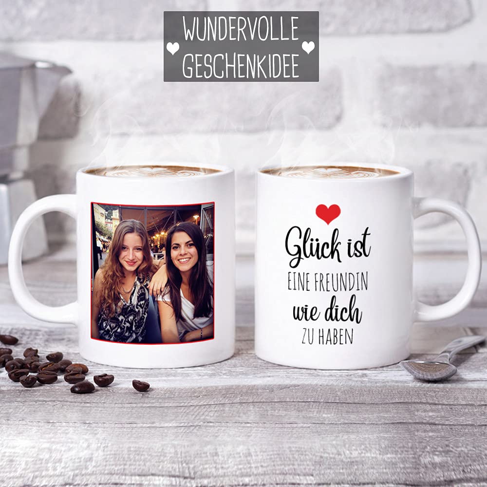 Tasse selbst individuell gestalten/Personalisierbar mit eigenem Foto Bedrucken/Fototasse/Motivtasse/Werbetasse/Firmentasse mit Logo/Weiss - Glanz