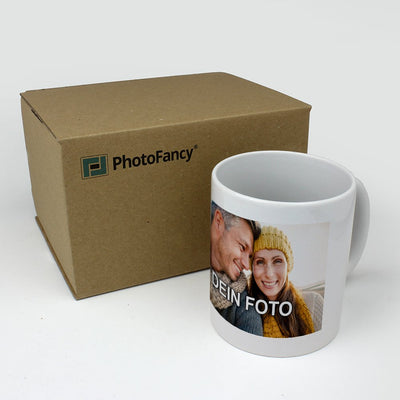 PhotoFancy® - Tasse mit Foto bedrucken lassen - Fototasse personalisieren – Kaffeebecher zum selbst gestalten (Weiß)