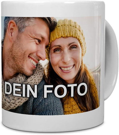 PhotoFancy® - Tasse mit Foto bedrucken lassen - Fototasse personalisieren – Kaffeebecher zum selbst gestalten (Weiß)
