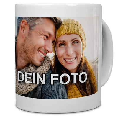 PhotoFancy® - Tasse mit Foto bedrucken lassen - Fototasse personalisieren – Kaffeebecher zum selbst gestalten (Weiß)