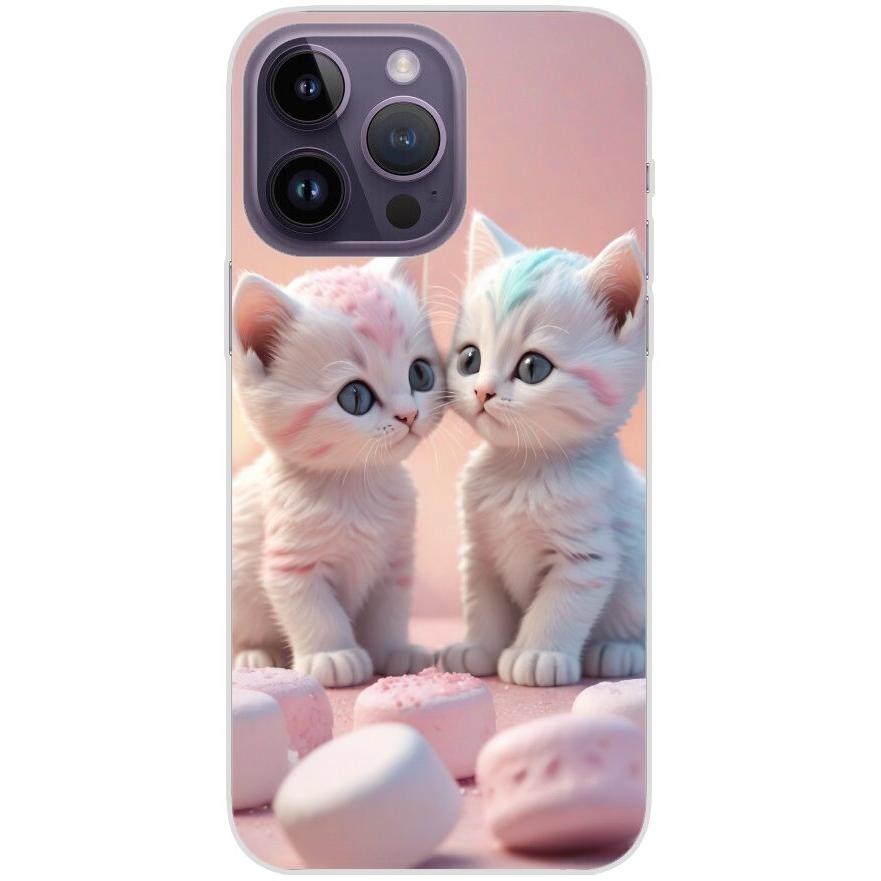 Handyhülle iPhone 14 Pro Max aus transparentem Silikon 46 Kätzchen Rosa - personalisierbar