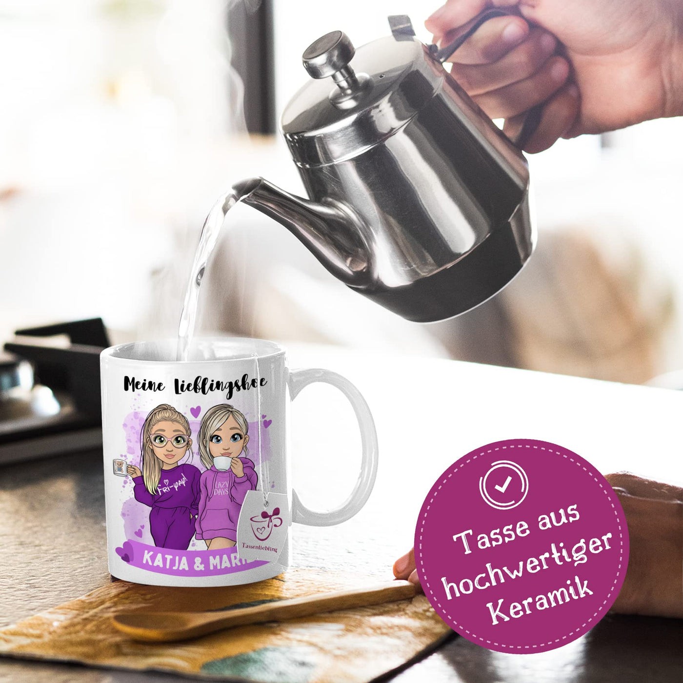 Tassenliebling® - Tasse beste Freundinnen personalisiert mit Spruch selbst gestalten - Beste Freundin Tasse - individuelles Geschenk für beste Freundin - BFF - Freundschaftsgeschenk