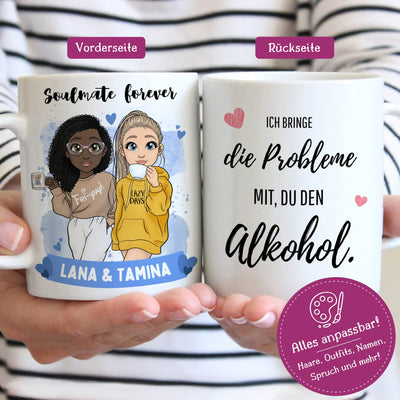 Tassenliebling® - Tasse beste Freundinnen personalisiert mit Spruch selbst gestalten - Beste Freundin Tasse - individuelles Geschenk für beste Freundin - BFF - Freundschaftsgeschenk