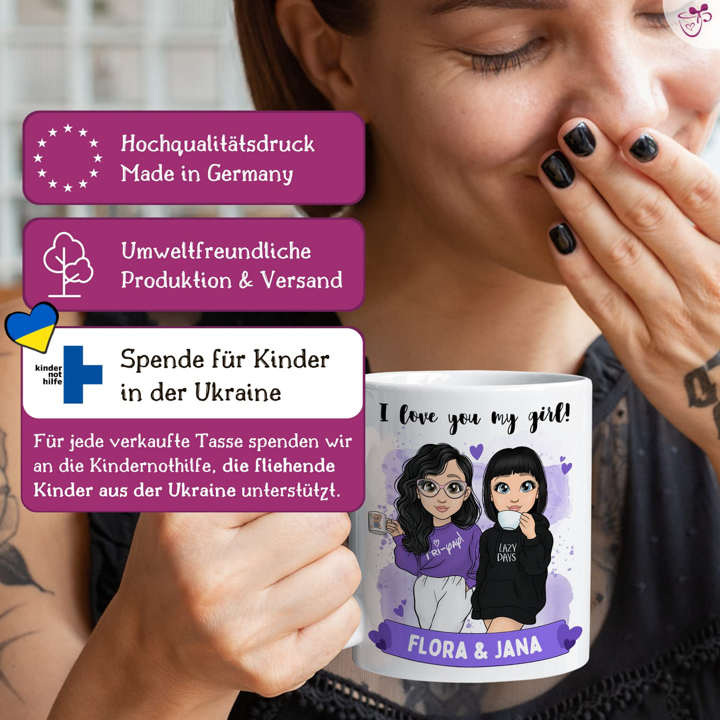 Tassenliebling® - Tasse beste Freundinnen personalisiert mit Spruch selbst gestalten - Beste Freundin Tasse - individuelles Geschenk für beste Freundin - BFF - Freundschaftsgeschenk