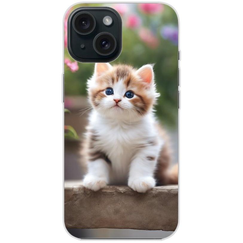 Handyhülle iPhone 15 aus transparentem Silikon mit Motiv 10 süßes Kätzchen - personalisierbar