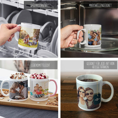 Tasse selbst individuell gestalten/Personalisierbar mit eigenem Foto Bedrucken/Fototasse/Motivtasse/Werbetasse/Firmentasse mit Logo/Weiss - Glanz