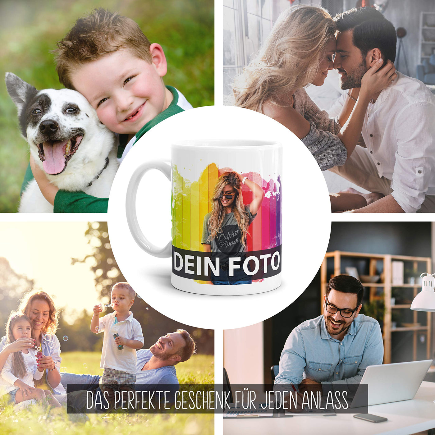 Tasse selbst individuell gestalten/Personalisierbar mit eigenem Foto Bedrucken/Fototasse/Motivtasse/Werbetasse/Firmentasse mit Logo/Weiss - Glanz