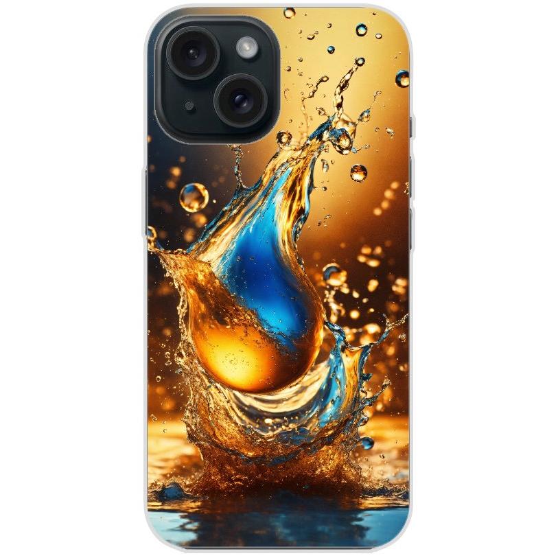 Handyhülle iPhone 15 aus transparentem Silikon mit Motiv 17 Wassertropfen abstract - personalisierbar