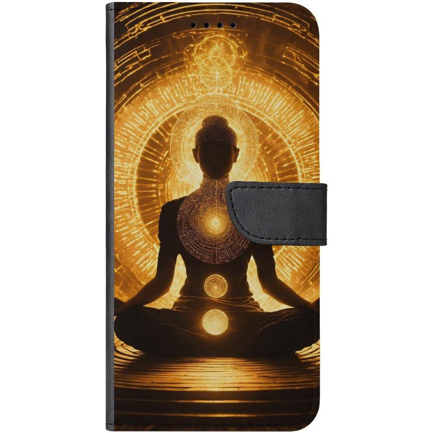 iPhone 15 Pro Max Handyhülle aus Kunstleder mit Lasche Motiv 32 Meditation - personalisierbar
