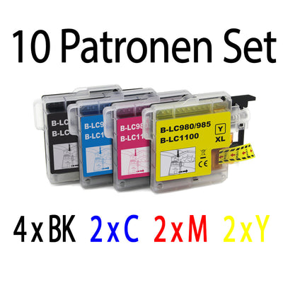 10 Stück Druckerpatronen kompatibel zu Brother LC-1100 für den Drucker Brother DCP-185C. Mit unserer Eigenmarke Kupri bieten wir euch eine XXL Variante der Druckerpatrone LC-1100 an. Unsere kompatible Druckerpatrone bietet eine sehr hohe Füllmenge und somit eine sehr hohe Druckleistung für denen Brother DCP-185C. Sparen Sie mit unserer Kupri Druckerpatrone für den Brother DCP-185C einen großteil Ihrer Druckkosten ein.
