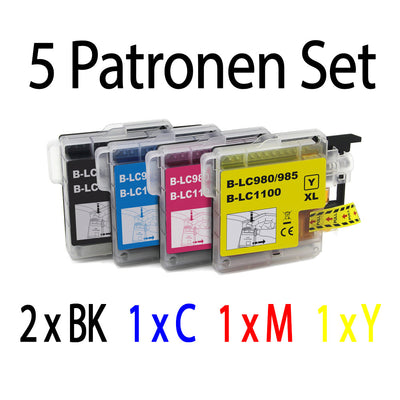 5 Stück Druckerpatronen kompatibel zu Brother LC-1100 für den Drucker Brother DCP-380 Serie. Mit unserer Eigenmarke Kupri bieten wir euch eine XXL Variante der Druckerpatrone LC-1100 an. Unsere kompatible Druckerpatrone bietet eine sehr hohe Füllmenge und somit eine sehr hohe Druckleistung für denen Brother DCP-380 Serie. Sparen Sie mit unserer Kupri Druckerpatrone für den Brother DCP-380 Serie einen großteil Ihrer Druckkosten ein.