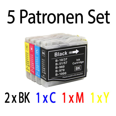 5 Stück Druckerpatronen kompatibel zu Brother LC-1000 für den Drucker Brother DCP-357C. Mit unserer Eigenmarke Kupri bieten wir euch eine XXL Variante der Druckerpatrone LC-1000 an. Unsere kompatible Druckerpatrone bietet eine sehr hohe Füllmenge und somit eine sehr hohe Druckleistung für denen Brother DCP-357C. Sparen Sie mit unserer Kupri Druckerpatrone für den Brother DCP-357C einen großteil Ihrer Druckkosten ein.