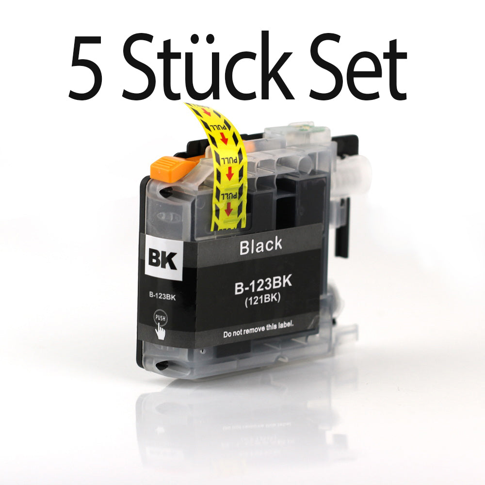 5 Stück Druckerpatrone schwarz kompatibel zu Brother LC-123BK für den Drucker Brother MFC-J6520DW. Mit unserer Eigenmarke Kupri bieten wir euch eine XXL Variante der Druckerpatrone B-123BK an. Unsere kompatible Druckerpatrone bietet eine sehr hohe Füllmenge und somit eine sehr hohe Druckleistung für denen Brother MFC-J6520DW. Sparen Sie mit unserer Kupri B-123BK Druckerpatrone für den Brother MFC-J6520DW einen großteil Ihrer Druckkosten ein.