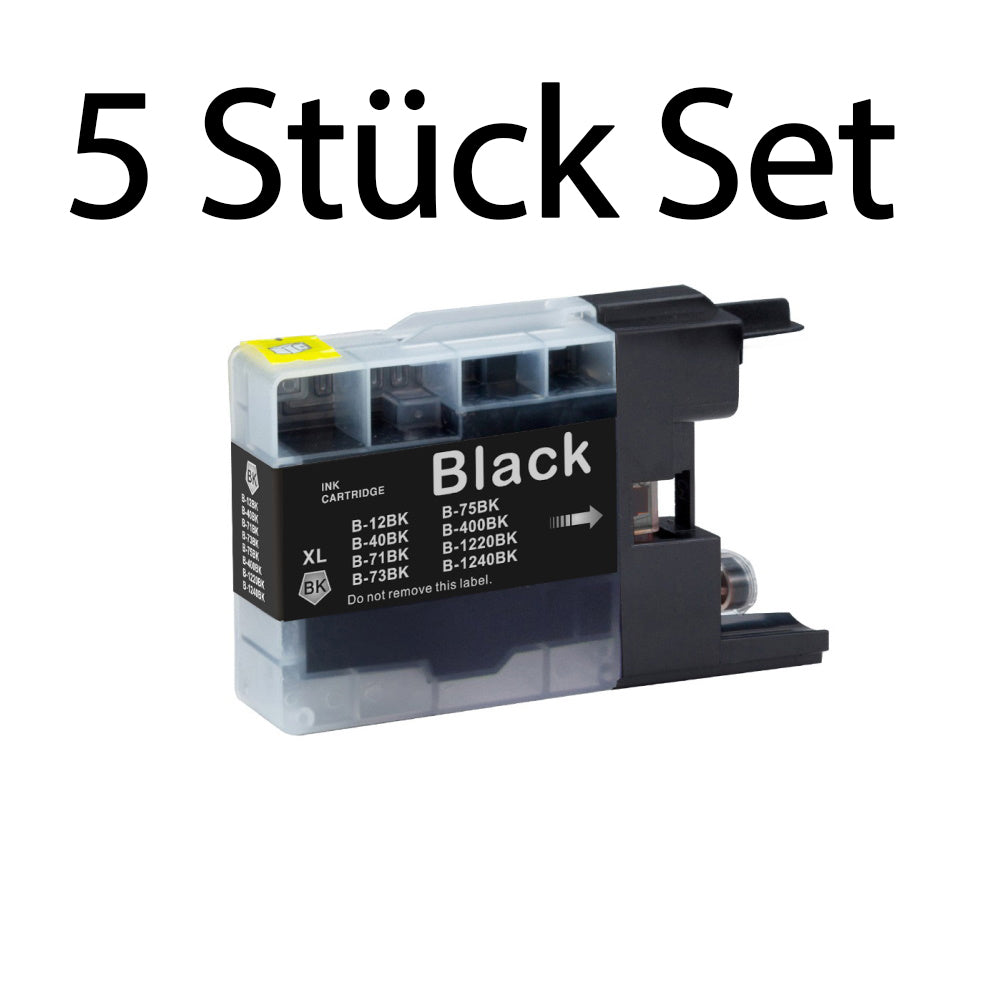 5 Stück Druckerpatrone schwarz kompatibel zu Brother LC-1240BK für den Drucker Brother DCP-J925DW. Mit unserer Eigenmarke Kupri bieten wir euch eine XXL Variante der Druckerpatrone B-1240BK an. Unsere kompatible Druckerpatrone bietet eine sehr hohe Füllmenge und somit eine sehr hohe Druckleistung für denen Brother DCP-J925DW. Sparen Sie mit unserer Kupri B-1240BK Druckerpatrone für den Brother DCP-J925DW einen großteil Ihrer Druckkosten ein.