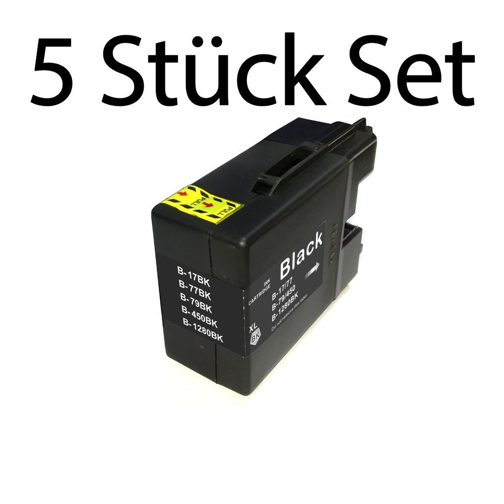 5 Stück Druckerpatrone schwarz kompatibel zu Brother LC-1280BK für den Drucker Brother MFC-J5910DW. Mit unserer Eigenmarke Kupri bieten wir euch eine XXL Variante der Druckerpatrone B-1280BK an. Unsere kompatible Druckerpatrone bietet eine sehr hohe Füllmenge und somit eine sehr hohe Druckleistung für denen Brother MFC-J5910DW. Sparen Sie mit unserer Kupri B-1280BK Druckerpatrone für den Brother MFC-J5910DW einen großteil Ihrer Druckkosten ein.