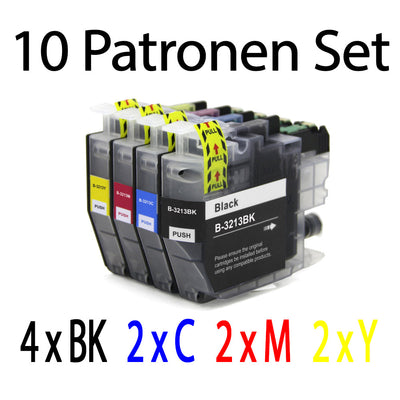 10 Stück Druckerpatronen kompatibel zu Brother LC-3213 für den Drucker Brother DCP-J774DW. Mit unserer Eigenmarke Kupri bieten wir euch eine XXL Variante der Druckerpatrone LC-3213 an. Unsere kompatible Druckerpatrone bietet eine sehr hohe Füllmenge und somit eine sehr hohe Druckleistung für denen Brother DCP-J774DW. Sparen Sie mit unserer Kupri Druckerpatrone für den Brother DCP-J774DW einen großteil Ihrer Druckkosten ein.