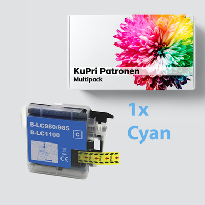 KuPri XXL Druckerpatrone für Brother DCP-185C kompatbel zu LC-1100C Cyan Blau