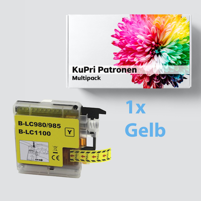 KuPri XXL Druckerpatrone für Brother MFC-J415W kompatbel zu LC-985Y Yellow Geld