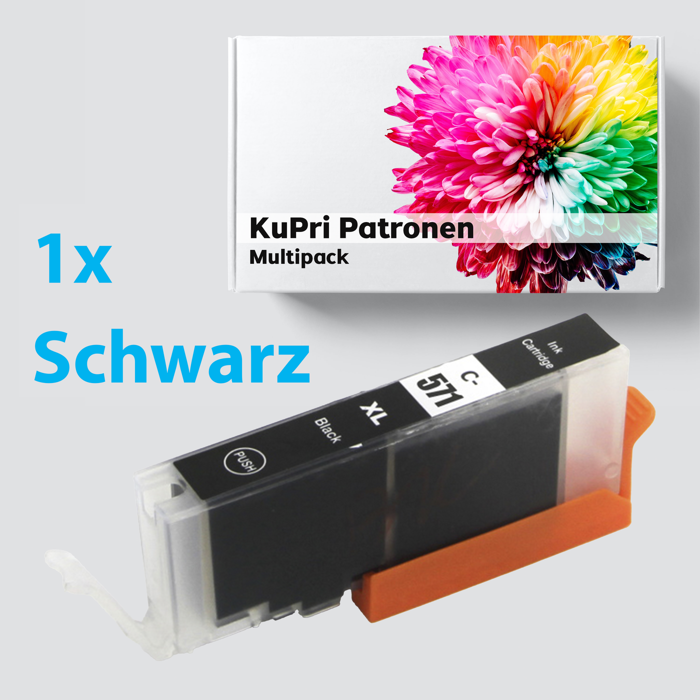 KuPri XXL Druckerpatrone für Canon Pixma MG7720 CLI571BK Black Schwarz Dünn