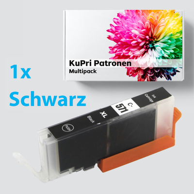 KuPri XXL Druckerpatrone für Canon Pixma TS8051 CLI571BK Black Schwarz Dünn