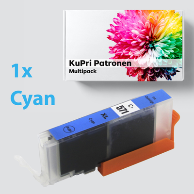 KuPri XXL Druckerpatrone für Canon Pixma TS6052 CLI571C Blau Cyan