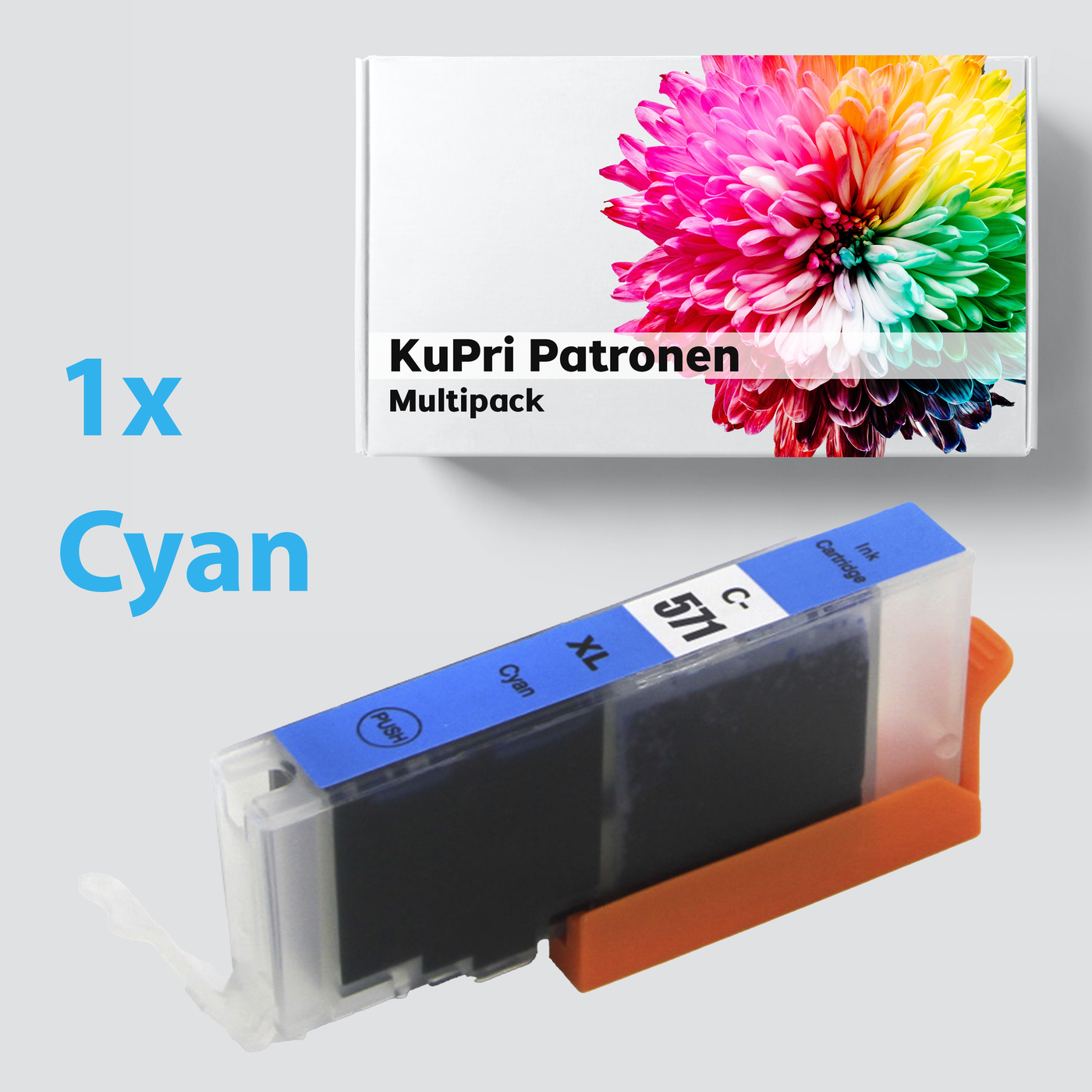 KuPri XXL Druckerpatrone für Canon Pixma MG5750 CLI571C Cyan / Blau