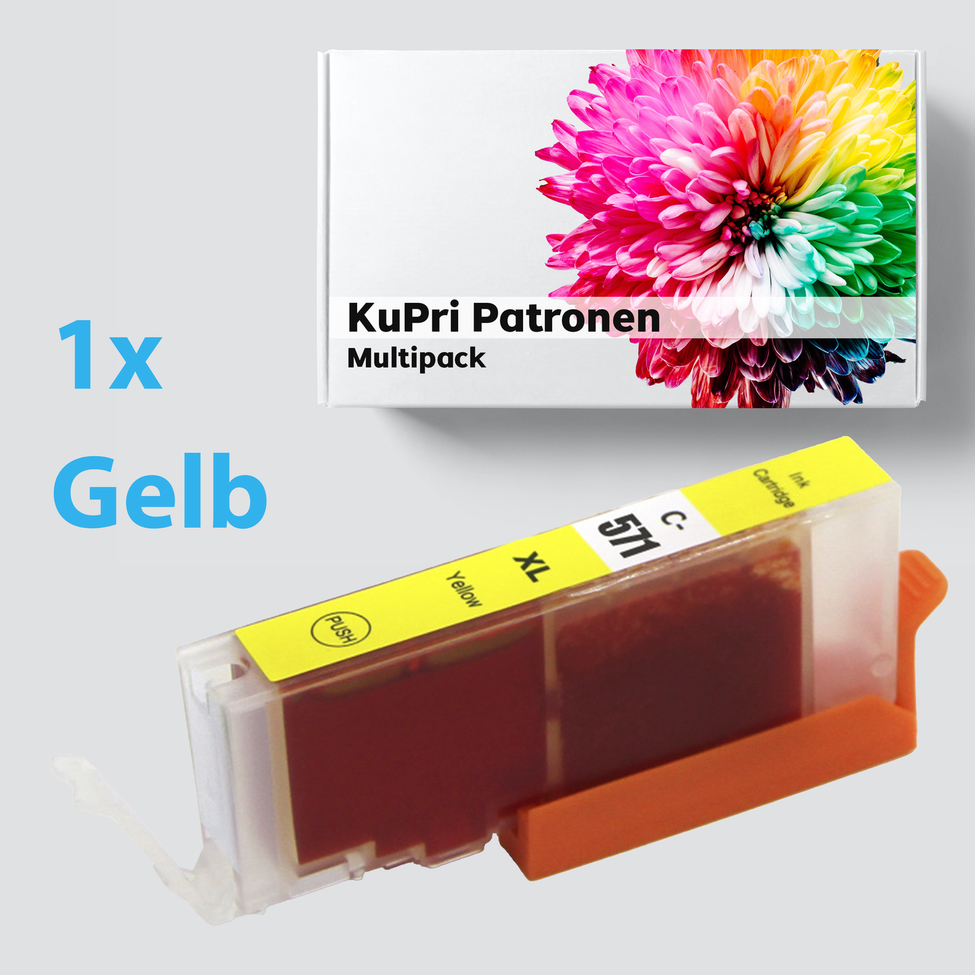 KuPri XXL Druckerpatrone für Canon Pixma TS8051 CLI571Y Gelb Yellow